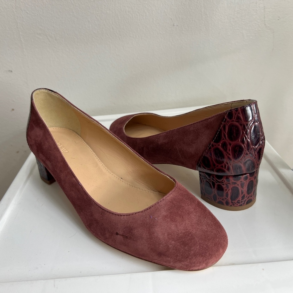 J.Crew Block Suede Heel 1.75 Round Toe Mauve color Classic Women's Size 9.5